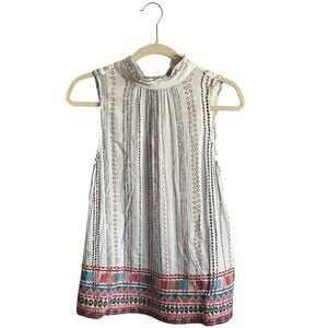 Savanah Jane Striped Embroidered Tie Neck Blouse, New with Tags